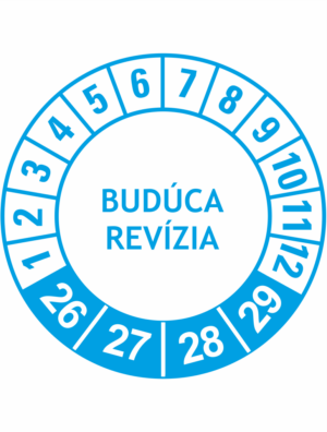 Kontrolné a kalibračné značení - Koliesko na 4 roky: Budúca revízia 26/27/28/29 (Modré)
