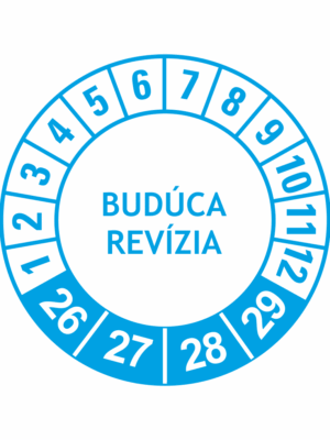 Kontrolné a kalibračné značení - Koliesko na 4 roky: Budúca revízia 26/27/28/29 (Modré)
