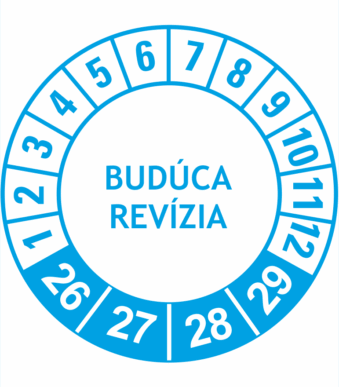 Kontrolné a kalibračné značení - Koliesko na 4 roky: Budúca revízia 26/27/28/29 (Modré)