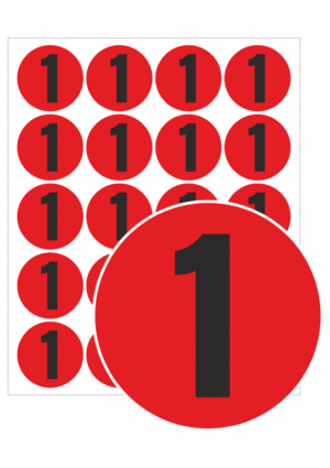 Značenie kontroly a organizacie: Samolepiace koliesko červené s číslom