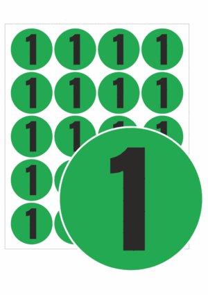 Značenie kontroly a organizacie: Samolepiace koliesko zelené s číslom