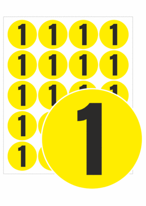 Značenie kontroly a organizacie: Samolepiace koliesko žlté s číslom