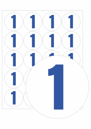 Značenie kontroly a organizacie: Samolepiace koliesko modré s číslom
