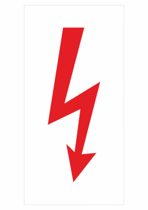Elektro značenie - Symboly a aršíky: Blesk červený