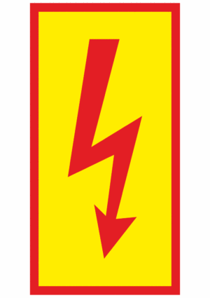 Elektro značenie - Symboly a aršíky: Blesk červený v ramu
