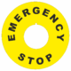 Značenie strojov a zariadenie - Označenie Núdzového zastavení: EMERGENCY STOP (Kruh)