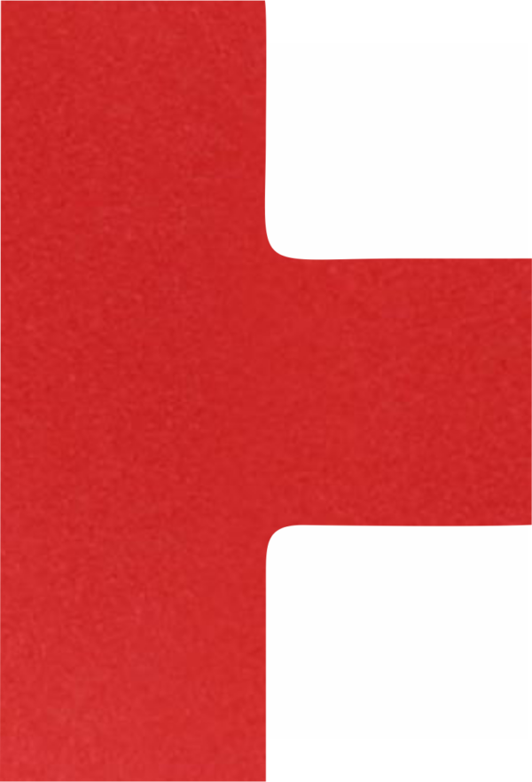 Podlahové pásky a značky - PermaRoute pásky: T křižovatka červená