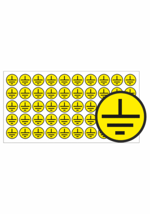 Elektro značenie - Symboly a aršíky: Znak uzemnenie v kruhu (čierny tlač)