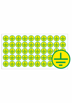 Elektro značenie - Symboly a aršíky: Znak uzemnenie v kruhu (zelený tlač)