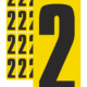Značky písmen a čísel - Samolepiace tlačené číslo: 2 (Žltý podklad)