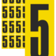 Značky písmen a čísel - Samolepiace tlačené číslo: 5 (Žltý podklad)