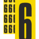Značky písmen a čísel - Samolepiace tlačené číslo: 6 (Žltý podklad)