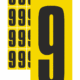 Značky písmen a čísel - Samolepiace tlačené číslo: 9 (Žltý podklad)