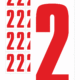 Značky písmen a čísel - Samolepiace tlačené číslo na bielom podklade: 2 (Červené)