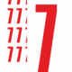 Značky písmen a čísel - Samolepiace tlačené číslo na bielom podklade: 7 (Červené)