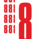 Značky písmen a čísel - Samolepiace tlačené číslo na bielom podklade: 8 (Červené)