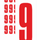 Značky písmen a čísel - Samolepiace tlačené číslo na bielom podklade: 9 (Červené)