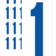 Značky písmen a čísel - Samolepiace tlačené číslo na bielom podklade: 1 (Modré)