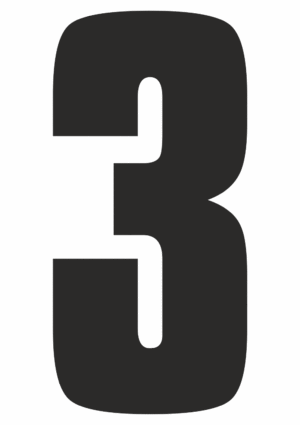 Čísla a písmena - Samolepiace písmena rezana: 3 (Čierné)