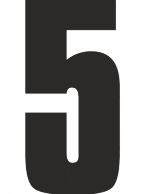 Čísla a písmena - Samolepiace písmena rezana: 5 (Čierné)