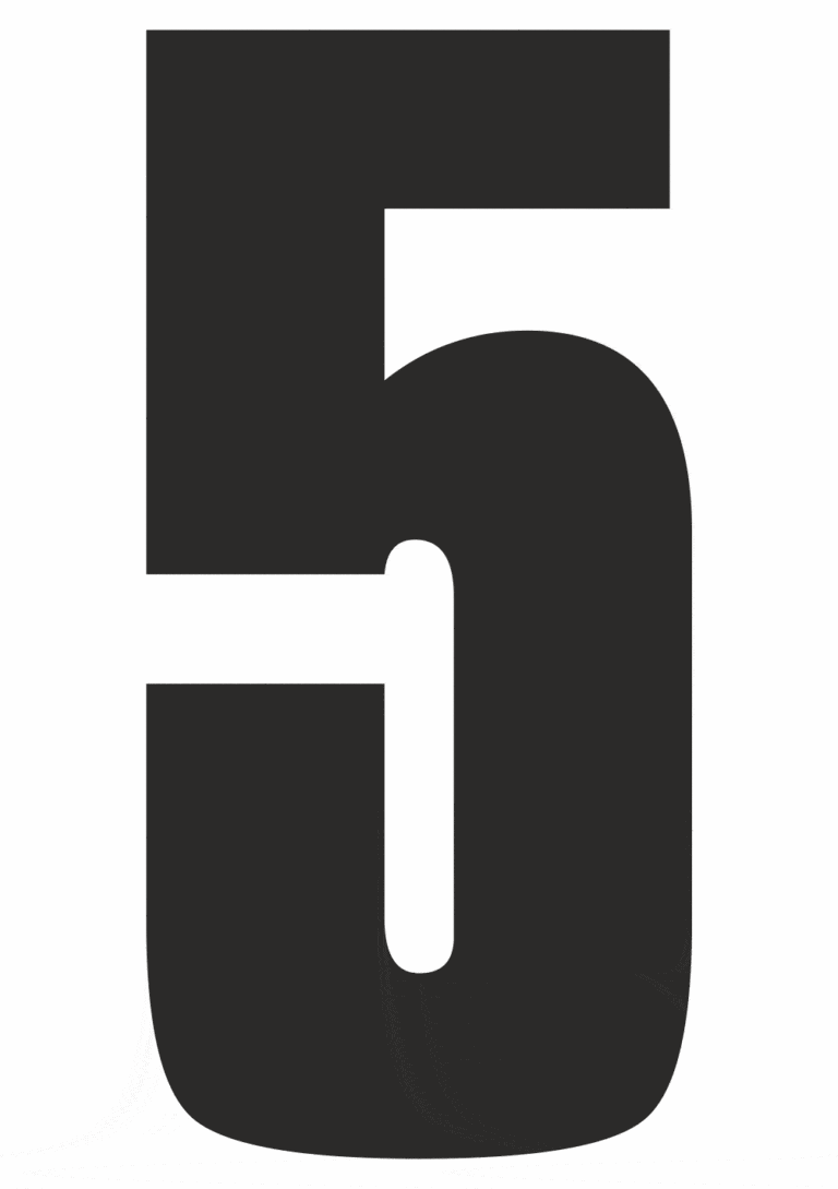 Čísla a písmena - Samolepiace písmena rezana: 5 (Čierné)