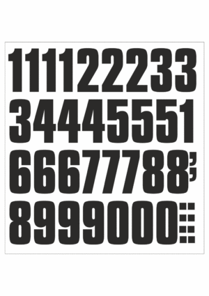 Čísla a písmena: Samolepiace arch čísel čierný