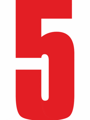 Čísla a písmena - Samolepiace písmena rezana: 5 (Červené)