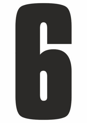 Čísla a písmena - Samolepiace písmena rezana: 6 (Čierné)