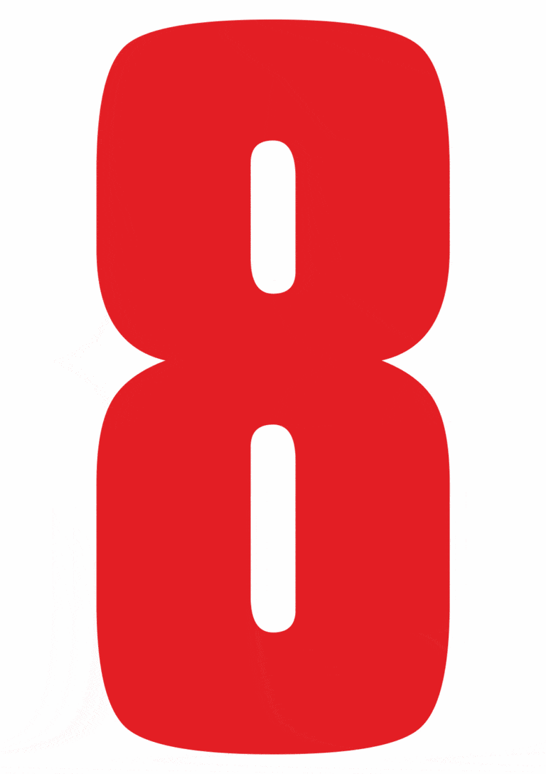 Čísla a písmena - Samolepiace písmena rezana: 8 (Červená)