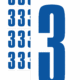 Značky písmen a čísel - Samolepiace tlačené číslo na bielom podklade: 3 (Modré)