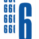 Značky písmen a čísel - Samolepiace tlačené číslo na bielom podklade: 6 (Modré)