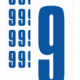 Značky písmen a čísel - Samolepiace tlačené číslo na bielom podklade: 9 (Modré)