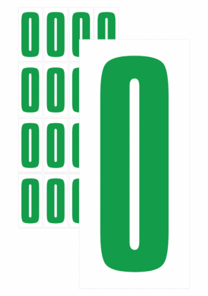 Značky písmen a čísel - Samolepiace tlačené číslo na bielom podklade: 0 (Zelené)