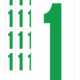 Značky písmen a čísel - Samolepiace tlačené číslo na bielom podklade: 1 (Zelené)
