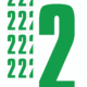 Značky písmen a čísel - Samolepiace tlačené číslo na bielom podklade: 2 (Zelené)
