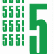 Značky písmen a čísel - Samolepiace tlačené číslo na bielom podklade: 5 (Zelené)