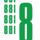 Značky písmen a čísel - Samolepiace tlačené číslo na bielom podklade: 8 (Zelené)