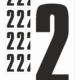 Značky písmen a čísel - Samolepiace tlačené číslo na bielom podklade: 2 (Čierné)