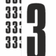 Značky písmen a čísel - Samolepiace tlačené číslo na bielom podklade: 3 (Čierné)
