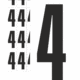 Značky písmen a čísel - Samolepiace tlačené číslo na bielom podklade: 4 (Čierné)