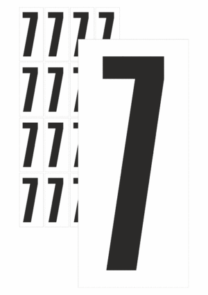Značky písmen a čísel - Samolepiace tlačené číslo na bielom podklade: 7 (Čierné)