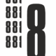 Značky písmen a čísel - Samolepiace tlačené číslo na bielom podklade: 8 (Čierné)