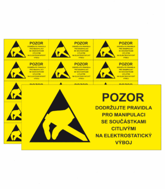Elektro značenie - ESD značky: Základný symbol + text Pozor