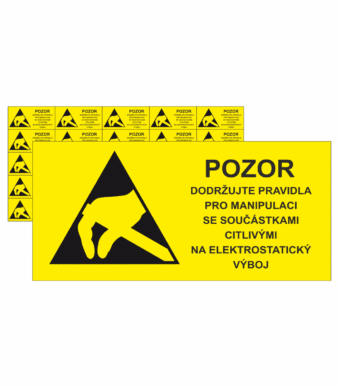 Elektro značenie - ESD značky: Základný symbol + Pozor a text