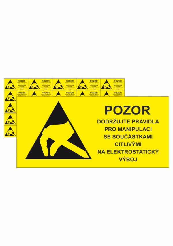 Elektro značenie - ESD značky: Základný symbol + Pozor a text