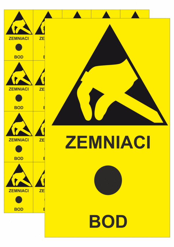 Elektro značenie - ESD značky: Zemniaci bod + Symbol