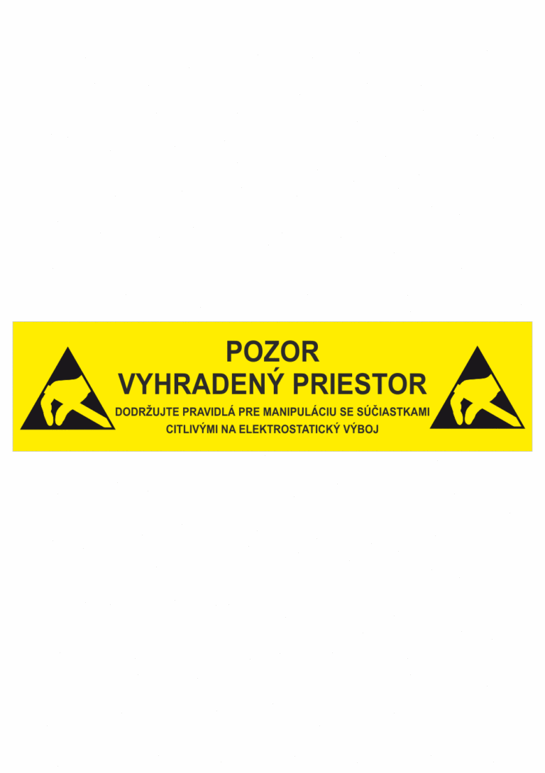 Elektro značenie - ESD značky: ESD symbol + Pozor Vyhradený priestor