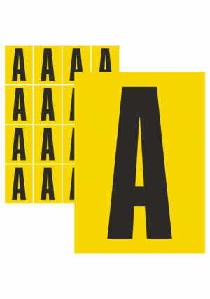 Značky písmen a čísel - Samolepiace tlačené písmeno: A (Žltý podklad)