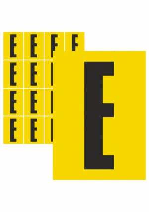 Značky písmen a čísel - Samolepiace tlačené písmeno: E (Žltý podklad)