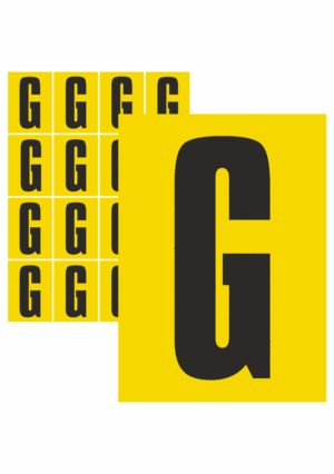 Značky písmen a čísel - Samolepiace tlačené písmeno: G (Žltý podklad)